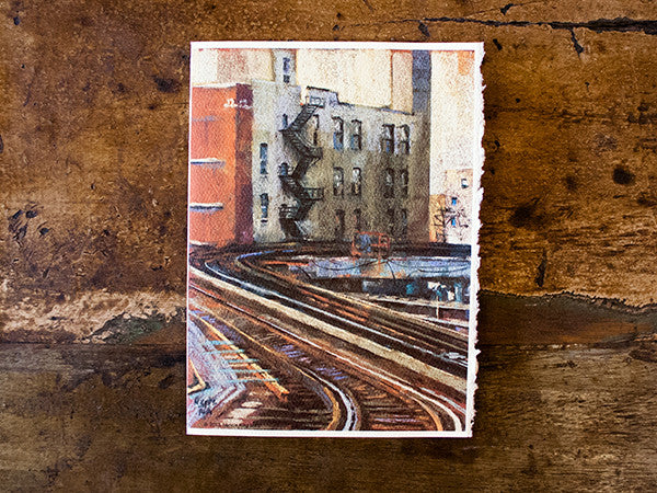 "Brown Line Twist" Greeting Card of Chicago "El" Train