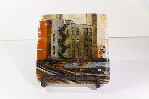 "Brown Line Twist" Marble Coaster of Brown Line